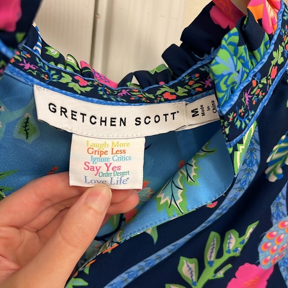 Gretchen Scott Designs Navy Floral and Animal Print Blouse - Picture 2 of 7